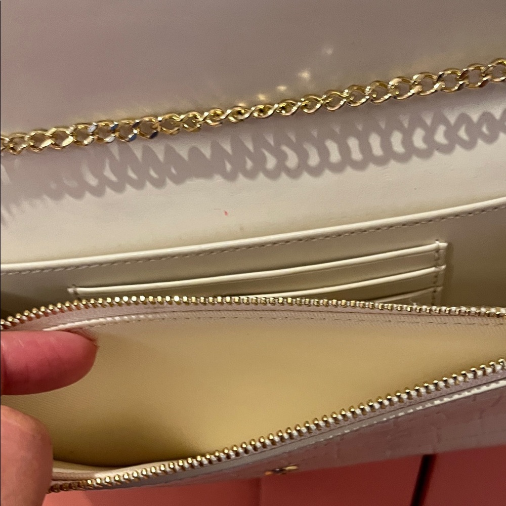 Maje Croc-Effect Embossed Leather Crossbody in Ivory - Picture 9 of 11